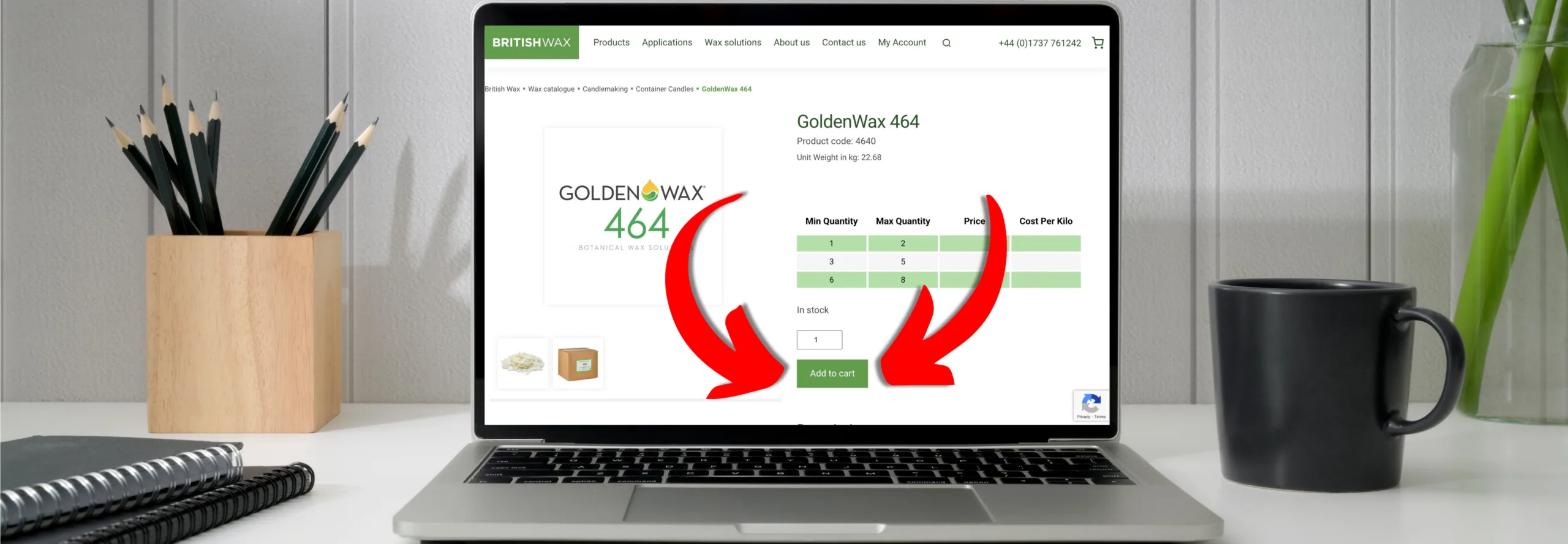 A banner indicating the possibility of buying wax online